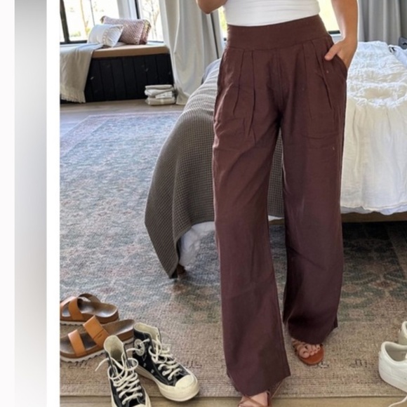 Abercrombie Wide Leg Linen Blend Pants - Picture 3 of 7
